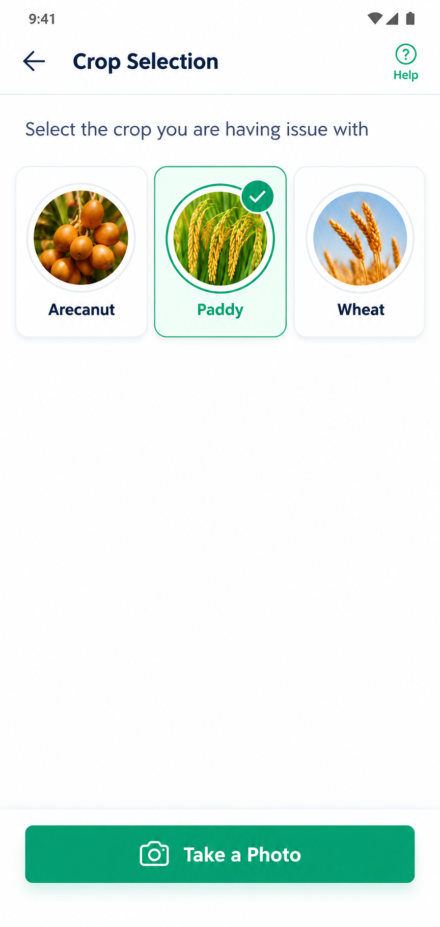 Refreshed Crop Selection screen