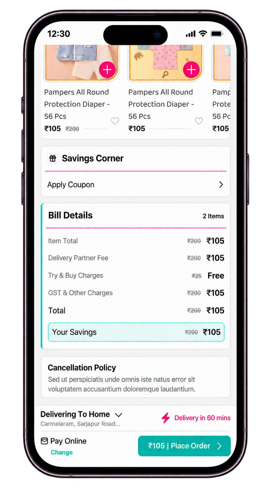 Peeko Bill Details screen with transparent Try and Buy pricing