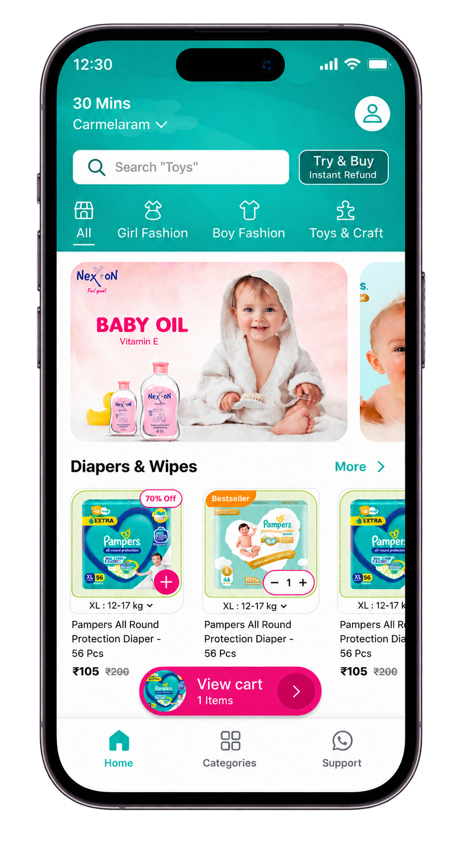Peeko shopping application homepage mockup